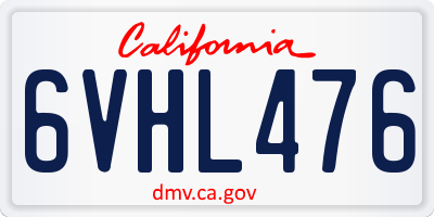CA license plate 6VHL476