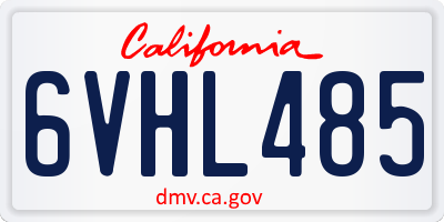 CA license plate 6VHL485