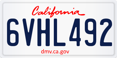 CA license plate 6VHL492
