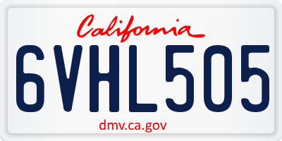 CA license plate 6VHL505