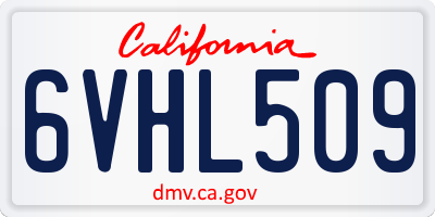 CA license plate 6VHL509