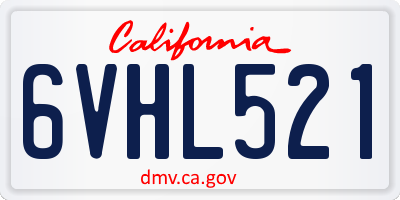 CA license plate 6VHL521