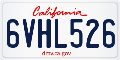 CA license plate 6VHL526