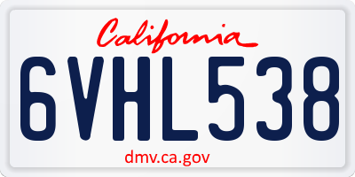 CA license plate 6VHL538