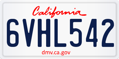 CA license plate 6VHL542