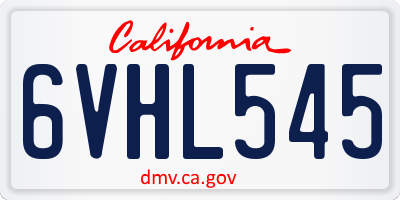 CA license plate 6VHL545