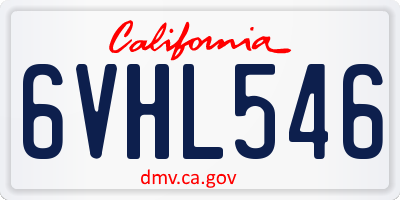 CA license plate 6VHL546