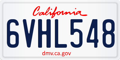 CA license plate 6VHL548