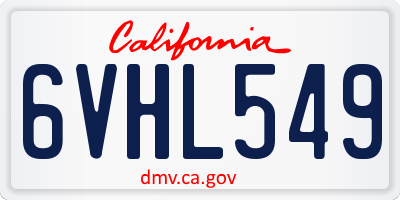 CA license plate 6VHL549
