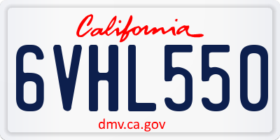 CA license plate 6VHL550