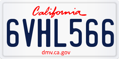 CA license plate 6VHL566