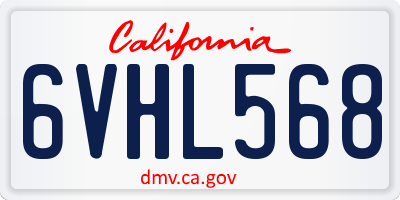CA license plate 6VHL568