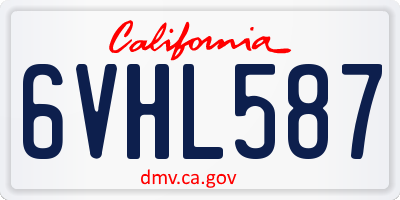 CA license plate 6VHL587