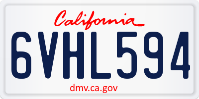 CA license plate 6VHL594