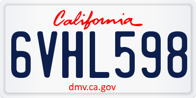 CA license plate 6VHL598