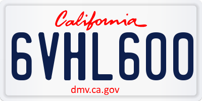 CA license plate 6VHL600