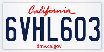 CA license plate 6VHL603
