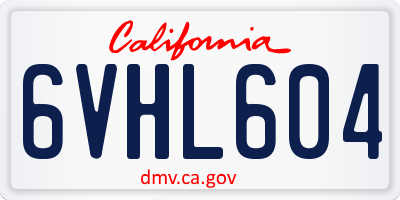 CA license plate 6VHL604