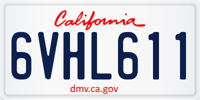CA license plate 6VHL611