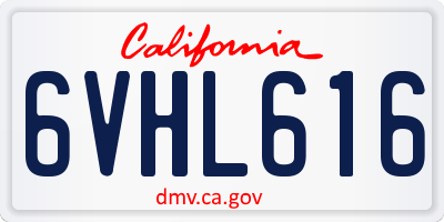 CA license plate 6VHL616