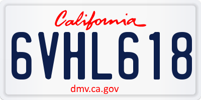 CA license plate 6VHL618