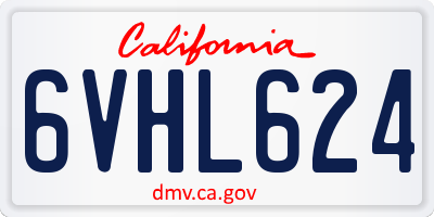 CA license plate 6VHL624