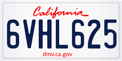 CA license plate 6VHL625