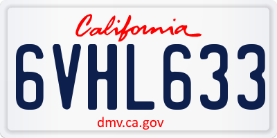 CA license plate 6VHL633