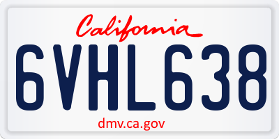 CA license plate 6VHL638