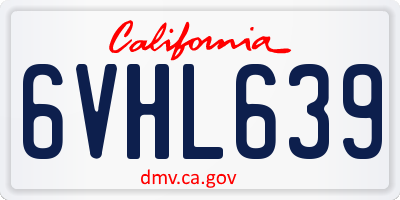 CA license plate 6VHL639