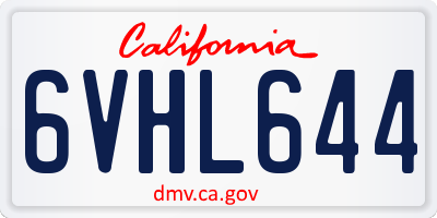 CA license plate 6VHL644