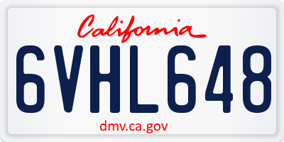 CA license plate 6VHL648