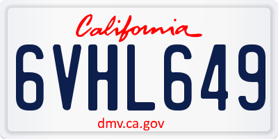 CA license plate 6VHL649