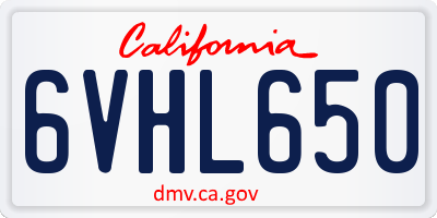 CA license plate 6VHL650