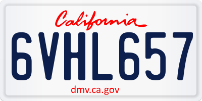 CA license plate 6VHL657