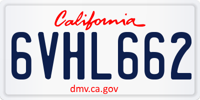 CA license plate 6VHL662