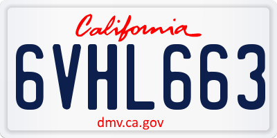 CA license plate 6VHL663