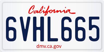 CA license plate 6VHL665