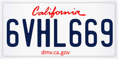 CA license plate 6VHL669