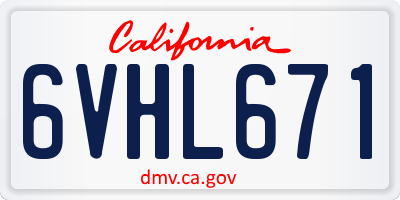 CA license plate 6VHL671