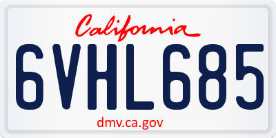 CA license plate 6VHL685