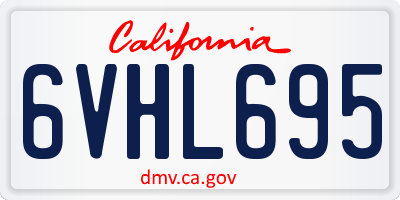 CA license plate 6VHL695