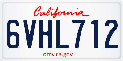 CA license plate 6VHL712