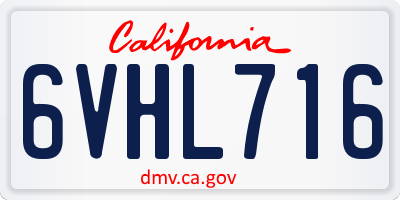 CA license plate 6VHL716