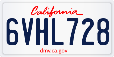 CA license plate 6VHL728