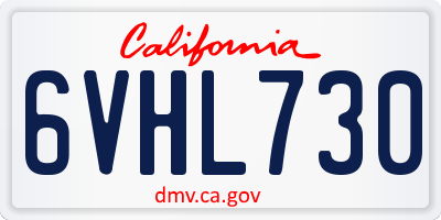 CA license plate 6VHL730