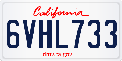 CA license plate 6VHL733
