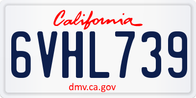 CA license plate 6VHL739