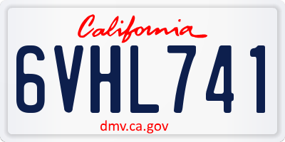 CA license plate 6VHL741