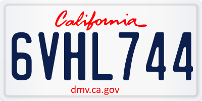 CA license plate 6VHL744